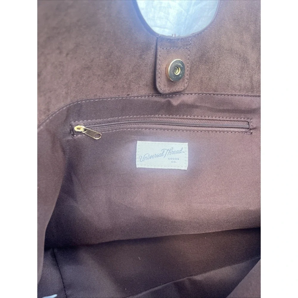 Universal Thread Faux Suede Hobo Shoulder Bag Cognac Brown Large Tote